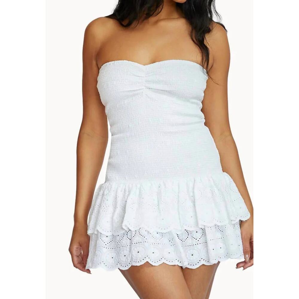 PQ swim womens white water lily marie ruffle dress size XS/S NWT